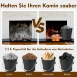 Juodas metalinis kibiras pelenams su dangčiu kastuvėliu ir pirštinėmis (Juoda)