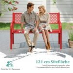 Metalinis sodo suoliukas 2-3 asmenims 360 kg apkrovos (Raudona)