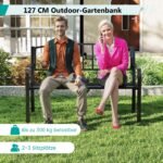 Metalinis sodo suoliukas 2–3 asmenims 127 cm (Juoda)