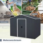 Metalinis sodo namelis 174 x 236 cm su dvigubomis durimis (Pilka)