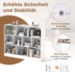 Trijų lygių knygų lentyna su dešimčia skyrių (Balta)