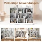 Trijų lygių knygų lentyna su dešimčia skyrių (Balta)