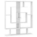 7 pakopų geometrinė stovima lentyna (Balta)