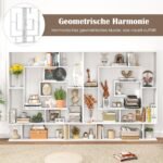 7 pakopų geometrinė stovima lentyna (Balta)