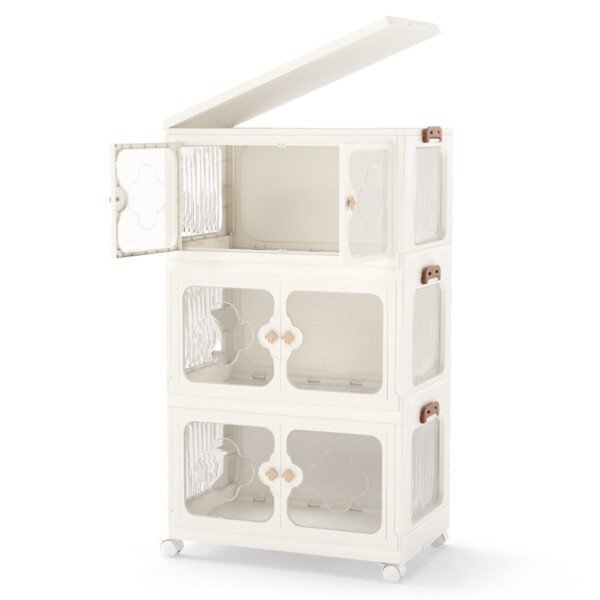 Talpinimo dėžė su ratukais ir skaidriomis durelėmis (Balta)