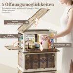 Didelės talpos sulankstomos laikymo dėžės su ratukais ir penkiomis atidarymo galimybėmis (Balta)