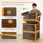 Didelės talpos 3 pakopų laikymo dėžės ratukais ir durelėmis (Geltona)