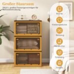 Didelės talpos 3 pakopų laikymo dėžės ratukais ir durelėmis (Geltona)