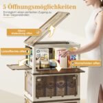 Didelės talpos 3 pakopų laikymo dėžės ratukais ir durelėmis (Geltona)