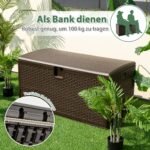 Didesnė 454L lauko sandėliavimo dėžė su užrakinamu dangčiu (Ruda)