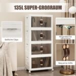 Modulinės laikymo dėžės su ratukais ir durelėmis (4 vnt.) (Balta)