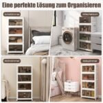 Modulinės laikymo dėžės su ratukais ir durelėmis (4 vnt.) (Balta)