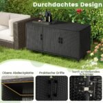 Lauko rataninė sandėliavimo spintelė su nuimamomis lentynomis (Juoda)