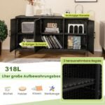 Lauko rataninė sandėliavimo spintelė su nuimamomis lentynomis (Juoda)