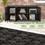 Lauko rataninė sandėliavimo spintelė su nuimamomis lentynomis (Juoda)