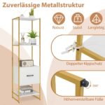 Aukšta penkių pakopų knygų lentyna su stalčiais (Balta)