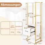 Aukšta penkių pakopų knygų lentyna su stalčiais (Balta)