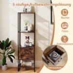 5 pakopų knygų lentyna su stalčiumi ir metaliniu rėmu (Ruda)