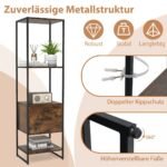 5 pakopų knygų lentyna su stalčiumi ir metaliniu rėmu (Ruda)