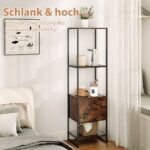 5 pakopų knygų lentyna su stalčiumi ir metaliniu rėmu (Ruda)