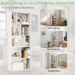 Penkių pakopų knygų lentyna su dešimčia skyrių (Balta)