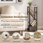 Knygų lentyna medžio formos su stalčiumi ir metaliniu rėmu (Pilka)