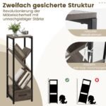 Knygų lentyna medžio formos su stalčiumi ir metaliniu rėmu (Pilka)