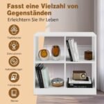 Medinis knygų lentynų modulis su 4 skyriais ir apsauga nuo apvirtimo (Balta)