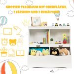 Vaikiška lentyna su keturiais skyriais žaislams ir knygoms (Balta)