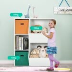 Trijų lygių vaikiška lentyna su dviem papildomais krepšiais (Balta)