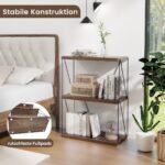 Trys pakopos metaliniu rėmu lentyna (Ruda)