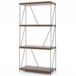 Industrinis 4 lygių metalinio rėmo lentynų stovas (Ruda)