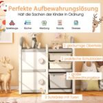 Vaikiška laikymo spintelė su 4 dėžėmis ir knygų lentynėle (Pilka)