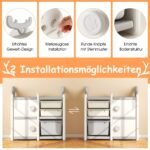 Vaikiška laikymo spintelė su 4 dėžėmis ir knygų lentynėle (Pilka)