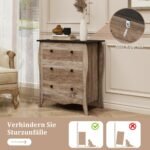 Siaurapakampė komoda su trimis stalčiais (Ruda)