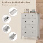 Komoda su penkiais sulankstomais medžiaginiais stalčiais (Pilka)