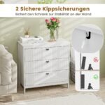 Moderni 3 stalčių komoda su metalinėmis rankenėlėmis (Balta)