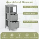 Siaura vonios spintelė su dviem stalčiais ir atviru skyriumi (Pilka)