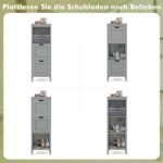 Siaura vonios spintelė su dviem stalčiais ir atviru skyriumi (Pilka)