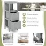 Siaura vonios spintelė su dviem stalčiais ir atviru skyriumi (Pilka)