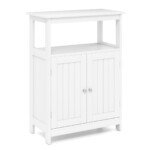 Vonios spintelė su dvigubomis durelėmis ir reguliuojama lentyna (Balta)