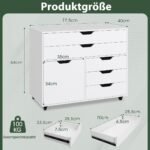 Mobilus penkių stalčių ir durelių komodos (Balta)