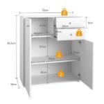 Pastatomoji spintelė su stalčiais ir durelėmis (Balta)