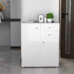 Pastatomoji spintelė su stalčiais ir durelėmis (Balta)