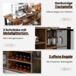 Tvirtas komodos su vyno ir stiklinių laikikliais (Rustikalinė Ruda)