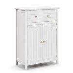 Kompaktiška vonios spintelė su stalčiumi ir reguliuojama lentyna (Balta)