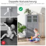 Aukšta keturių durelių spintelė su stiklais (Pilka)