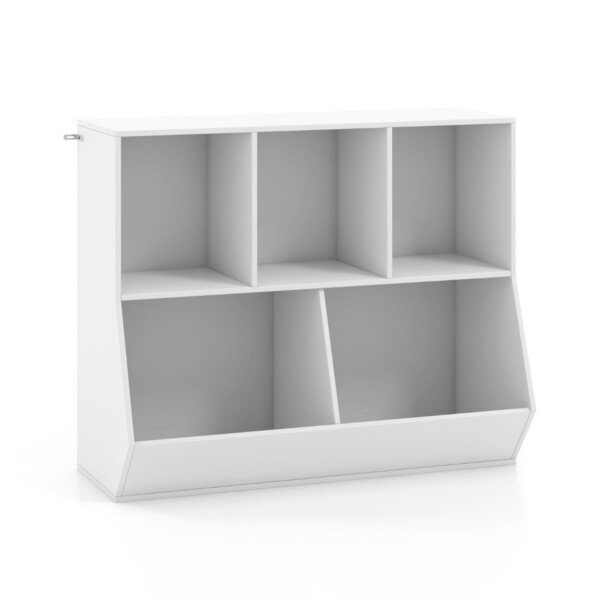 Vaikiška knygų lentyna penkiais skyriais (Balta)