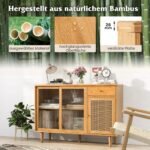 Moderni komoda su stiklinėmis ir ratano durelėmis (Natūrali)