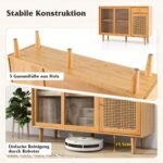 Moderni komoda su stiklinėmis ir ratano durelėmis (Natūrali)